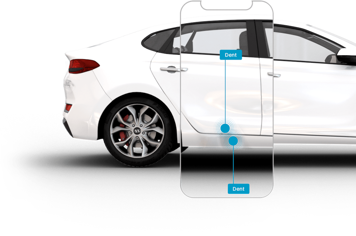 AI vehicle inspection showing wheel-related damage